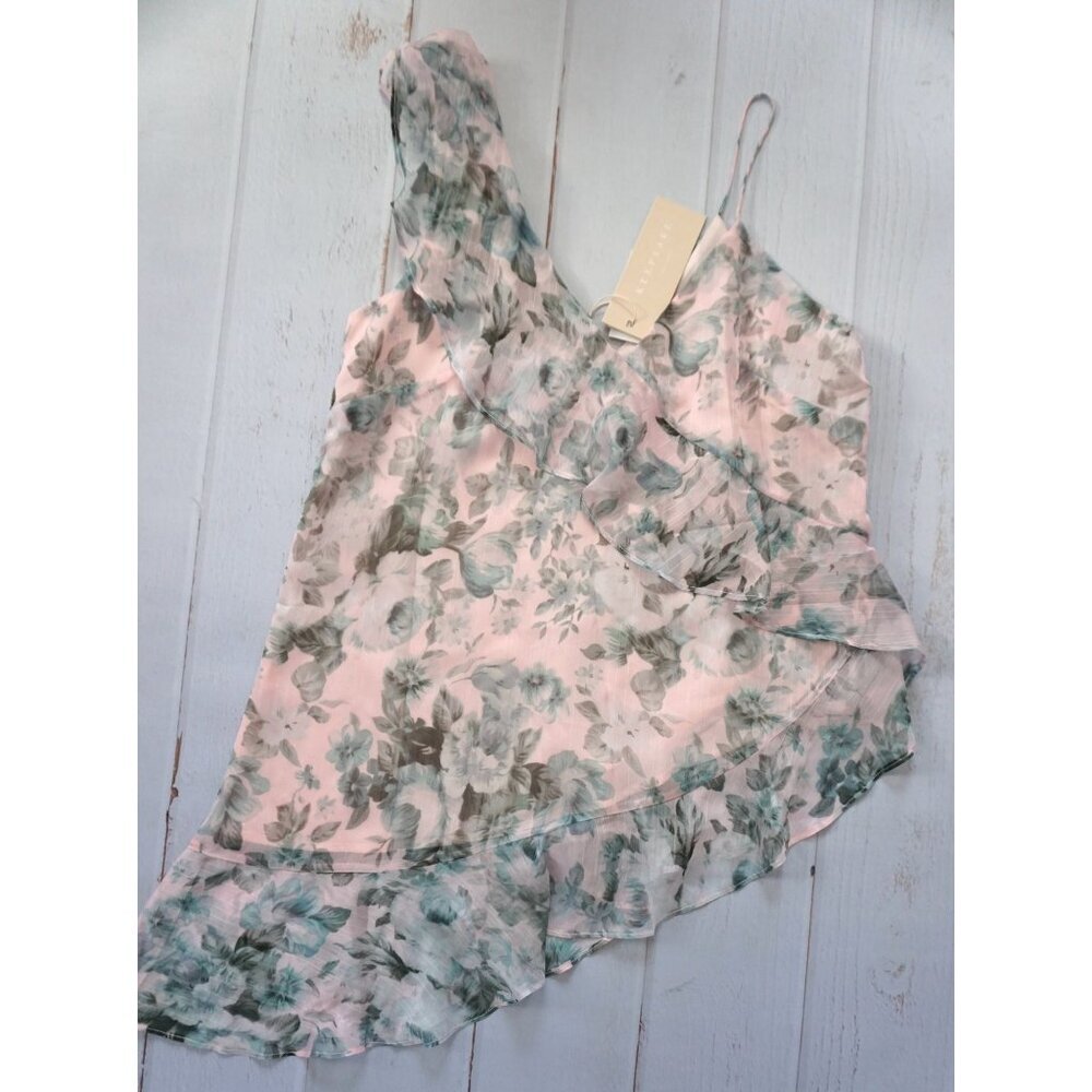 Keepsake the Label Cosmic Top Sage Floral Chiffon Blouse - Size M, NWT